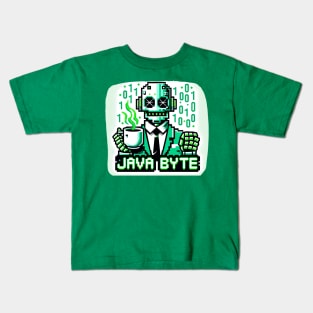 Pixel Robot Coffee Quest - 8-Bit Cyber Java Kids T-Shirt